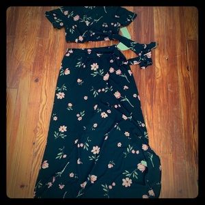 Two piece wrap top and skirt from Tobi